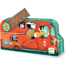 Le camion de pompier - 16 pcs* (Puzzles Silhouettes Djeco)