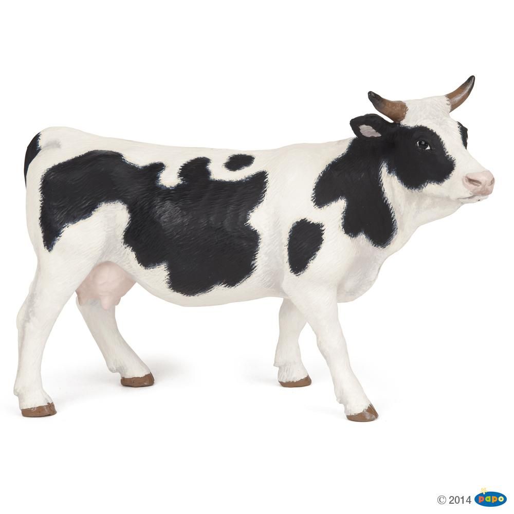 Vache noire et blanche, Figurine de La vie à la Ferme Papo