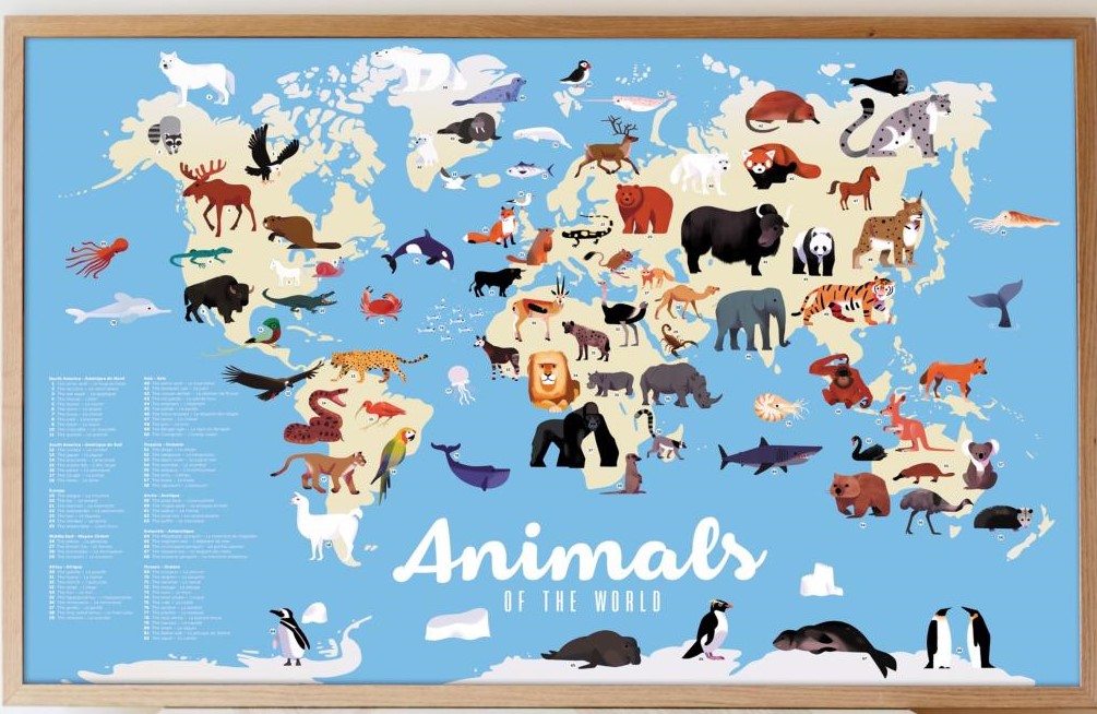 Poster d'autocollants Aniamux du monde