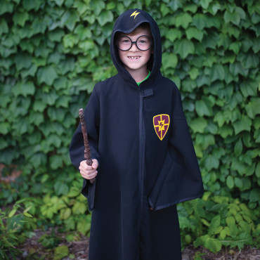 Set de magicien noir (manteau et lunettes) / 5-7 ans