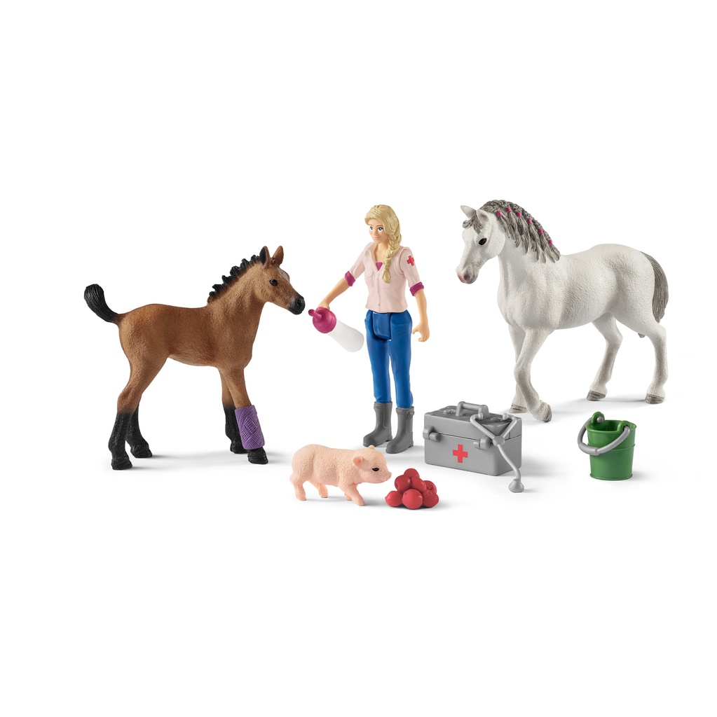 Visite Du Veterinaire Pour La Jument Et Le Poulain (Farm World Schleich)