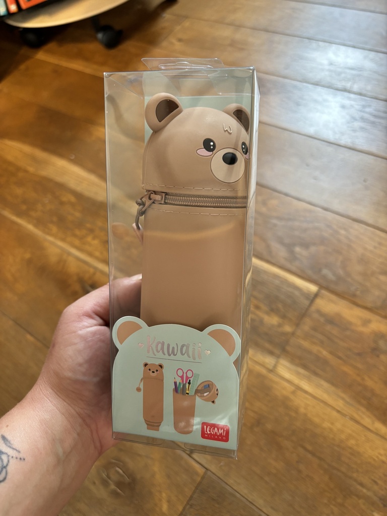 KAWAII  2-IN-1  SOFT SILICONE PENCIL CASE - TEDDY BEAR