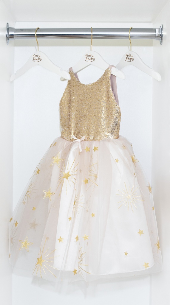 Robe dorée étoilée 7-8 ans