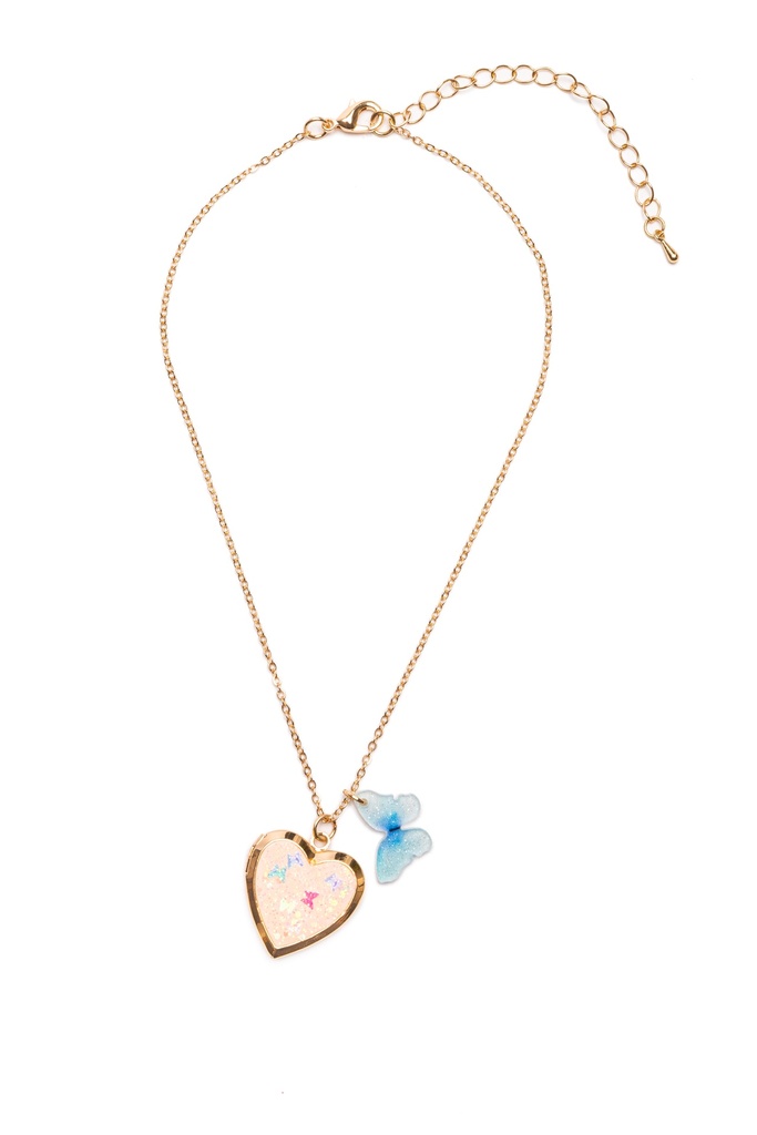 collier papillon coeur locket