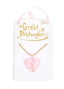 collier boutique glitter Heart rose pâle ou mauve