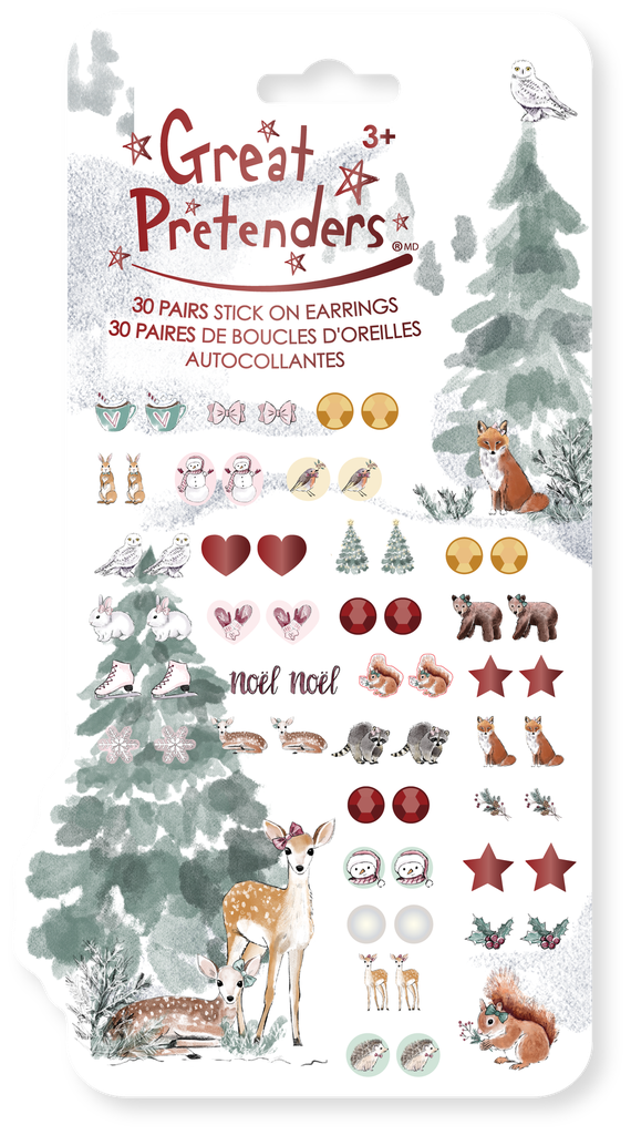 Set de 30 paires de boucles d'oreilles autocollantes Woodland