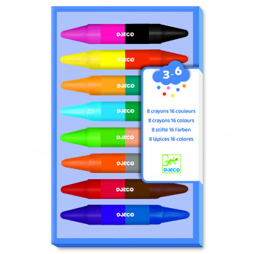 [DJE_DJ08874] 8 crayons doubles côtés (Les Couleurs Djeco)