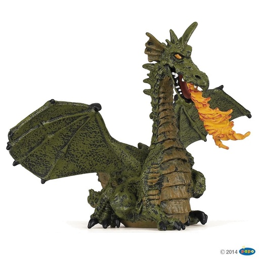 [PAP_39025] Dragon ailé vert avec flamme , Figurine du Monde Enchanté Papo