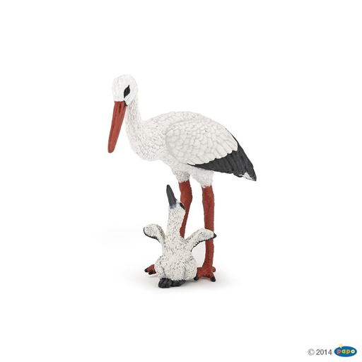 [PAP_50159] Cigogne et son bébé, Figurine de La Vie Sauvage Papo