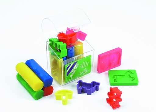 [ENG_WK08321] Plasticine Weible Knet 4 rouleaux + formes en boîte transparente