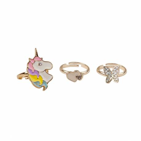 [GRP_90205] Bagues Boutique Butterfly & Unicorn , 3 Pcs