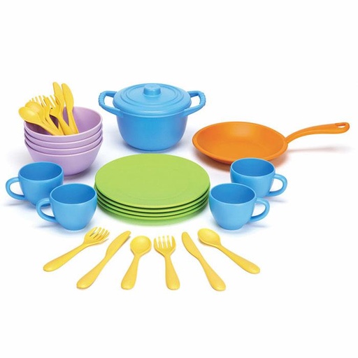 [BIG_GTDIN01R] Dînette : casseroles et assiettes (Greentoys)