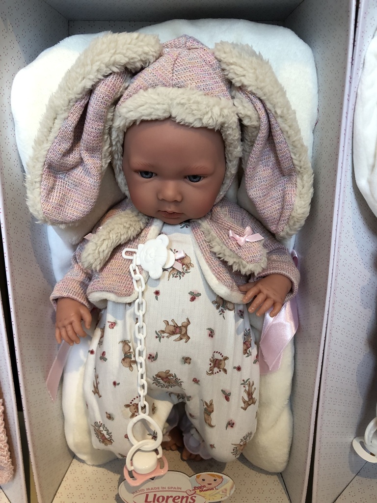Llorens, Poupon articulé qui pleure, corps en tissu, 42cm, Mimi avec porte  bébé