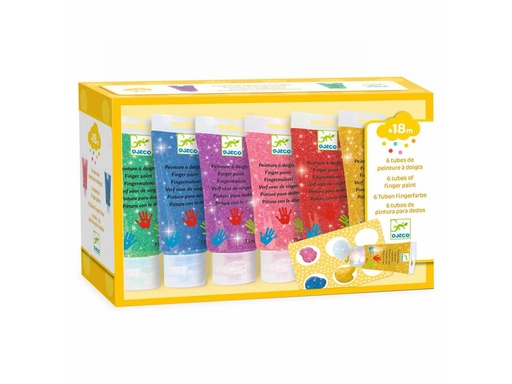 [DJE_DJ09017] 6 tubes de peinture à doigts, paillettes