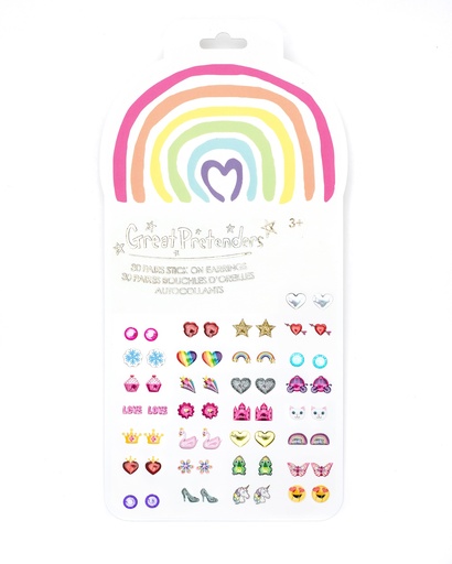 [GRP_87506] set de 30 paires de boucles d'oreilles autocollantes Love arc-en-ciel